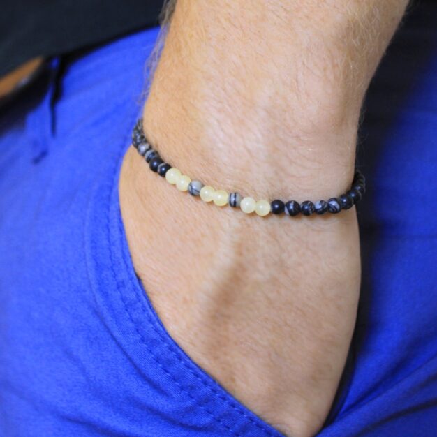 Power of Stones for men - Jasper & Ambronite Beaded Bracelet