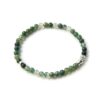 Green Moss Agate and Sterling SIlver Stretchable Beaded Bracelet