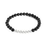 Noir for men - Back Onyx and Sterling Silver Stretch Bracelet