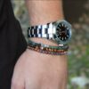 Adventure for men - Leopardskin Jasper & Sterling Silver Beaded Bracelet