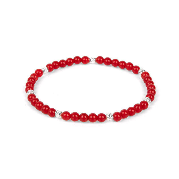 L.A. for Men - Red Jade Semi-Precious Gemstone Stretch Bracelet