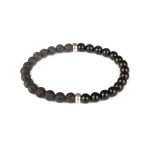 Black Lava for men - Back Onyx, Lava Stone & Sterling Silver Beaded Bracelet