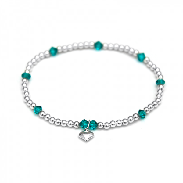 Blue Zircon Swarovski crystals & 925 Sterling Silver beaded bracelet
