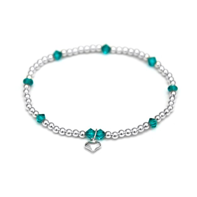 Blue Zircon Swarovski crystals & 925 Sterling Silver beaded bracelet