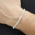 Adventure for men Chinese Amazonite and 925 Sterling Silver Stretch Bracelet