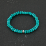 L.A. for men Turquoise Beads and 925 Sterling Silver Stretch Bracelet