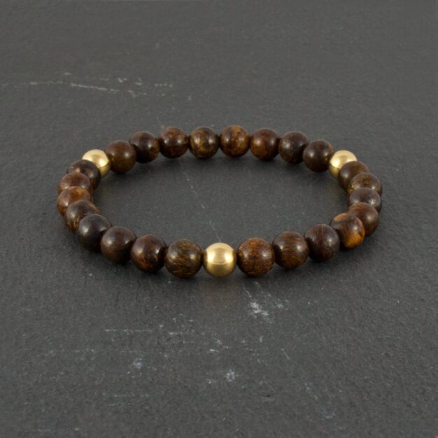 Limited Edition - Adventure for men Bronzite and 14K Gold Bracelet