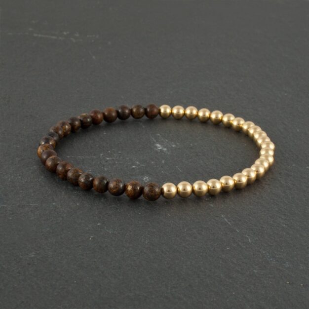 Limited Edition - Adventure for men Bronzite and 14K Gold Bracelet mini