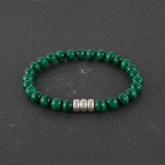 Limited Edition - Adventure for men Malachite and Sterling Silver Bracelet