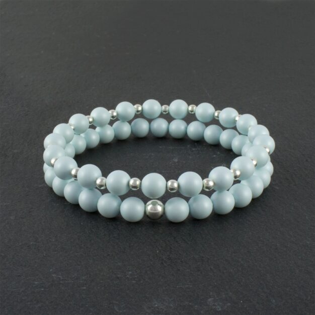 Bella Pale Blue and Sterling Silver beaded bracelet set