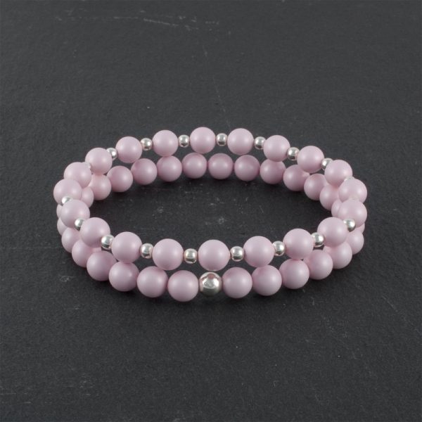 Bella Pale Pink and Sterling Silver beaded bracelet set