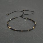 Delicate Matt Black & 24kt Gold Plated Adjustable bracelet