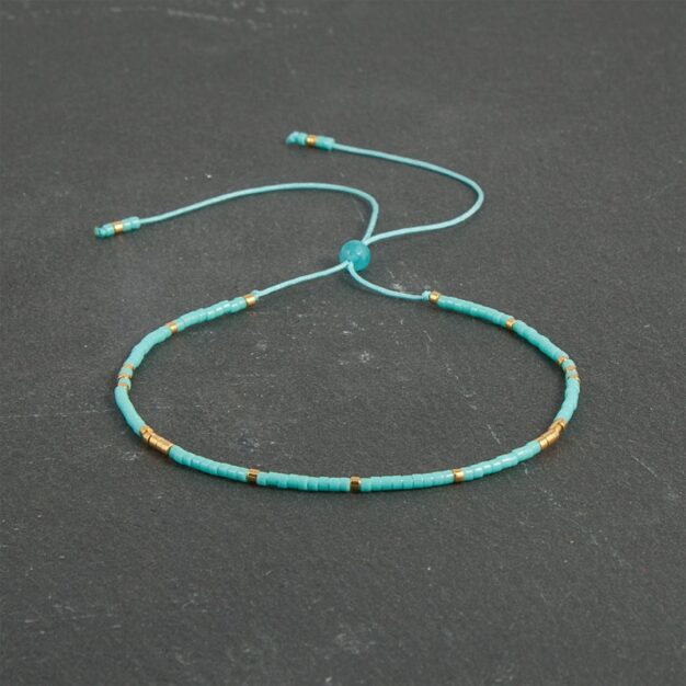 Delicate Turquoise blue & 24kt Gold Plated Adjustable bracelet