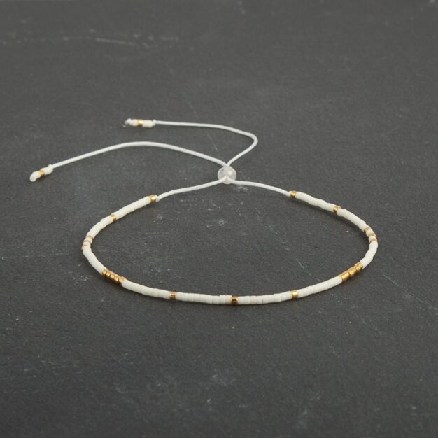 Delicate Ivory white & 24kt Gold Plated Adjustable bracelet