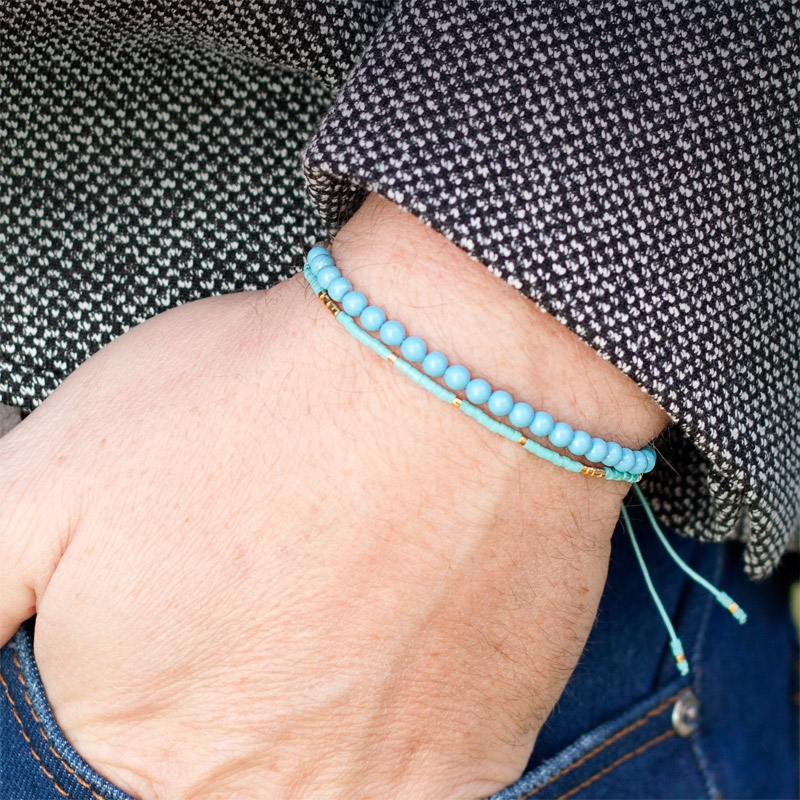 Delicate Turquoise blue & 24kt Gold Plated Adjustable bracelet