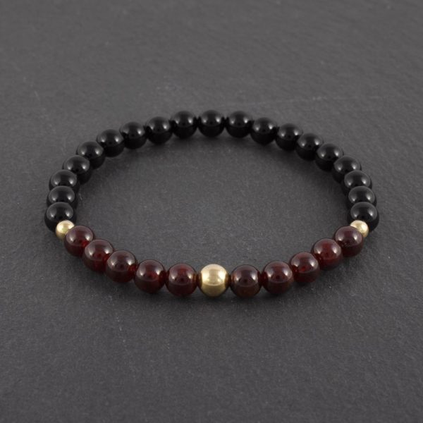 Limited Edition - Adventure for men Garnet, Black Onyx & 14K Gold Bracelet