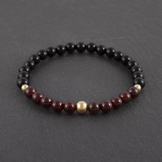 Limited Edition - Adventure for men Garnet, Black Onyx & 14K Gold Bracelet