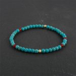 Turquoise, Carnelian & Gold Beaded Bracelet