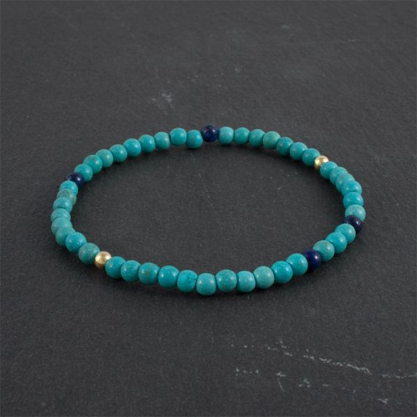 Ocean for Men - Turquoise, Lapis Lazuli & Gold Beaded Bracelet