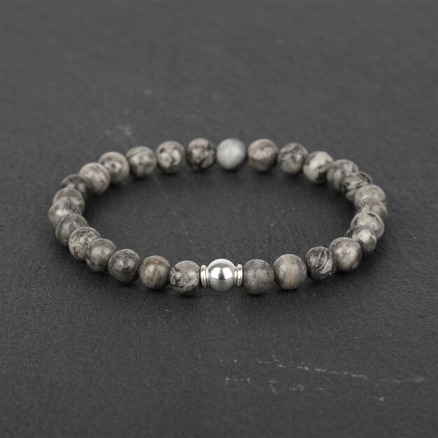 Adventure for Men - Grey Jasper & Sterling Silver Bracelet