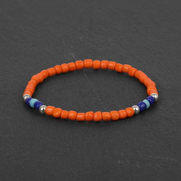 South Orange & Blue Beaded Bracelet for Men