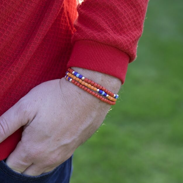 South for Men - Red & Blue Beaded Bracelet