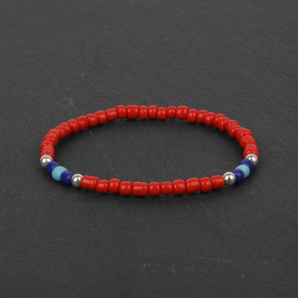 South for Men - Red & Blue Beaded Bracelet