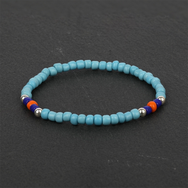 Megberry South - Blue & Orange Beads and Sterling Silver bracelet