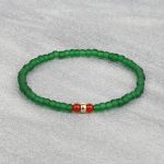 South for Men - Carnelian, Gold & Green Glass Beaded Bracelet