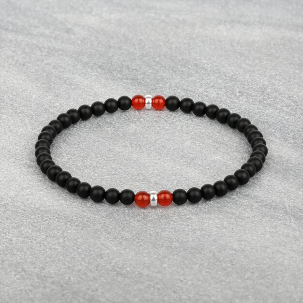 Noir for men Back Matt Onyx, Carnelian & Sterling Silver