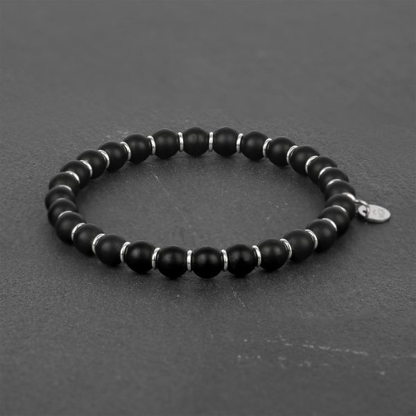 Megberry Signature for Men - Matt Onyx & Sterling Silver Bracelet