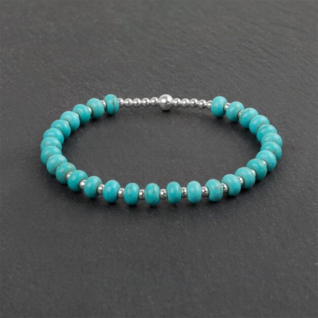 L.A. Turquoise & 925 Sterling Silver Beaded Bracelet