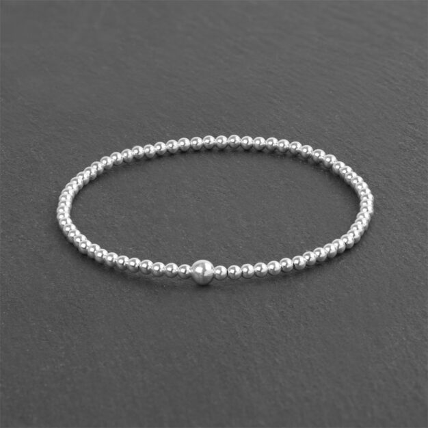 Megberry Signature - Sterling Silver Stretchable Beaded Bracelet