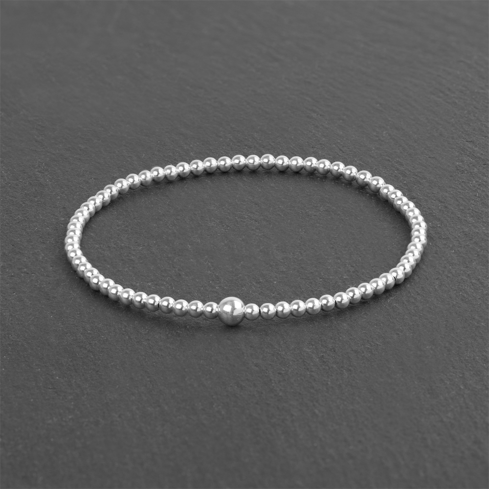 classic all silver beaded bracelet - 12 mm. round beads – Mar Silver Jewelry