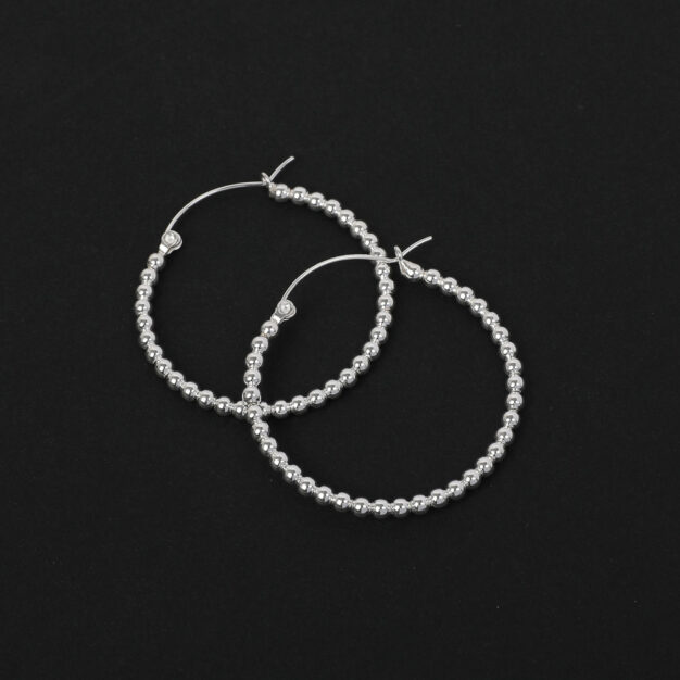 Megberry Sterling Silver Beaded Hoop Earrings