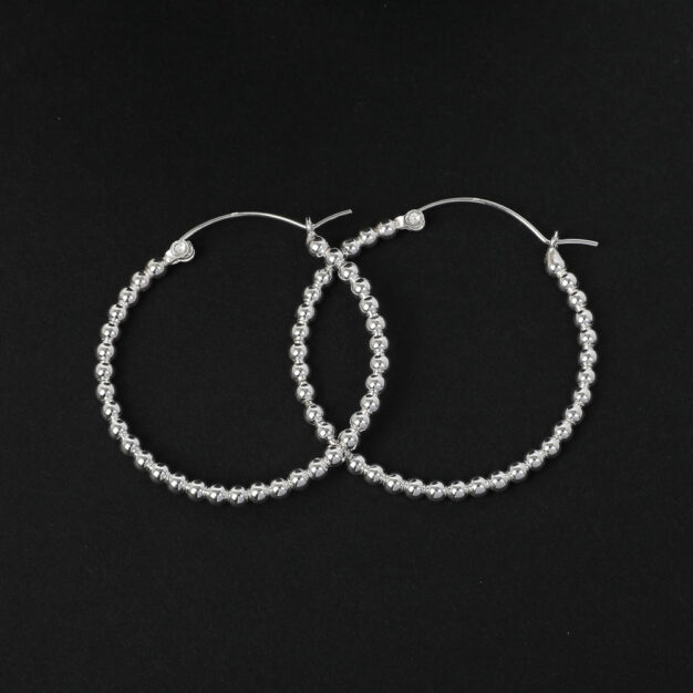 Megberry Sterling Silver Beaded Hoop Earrings