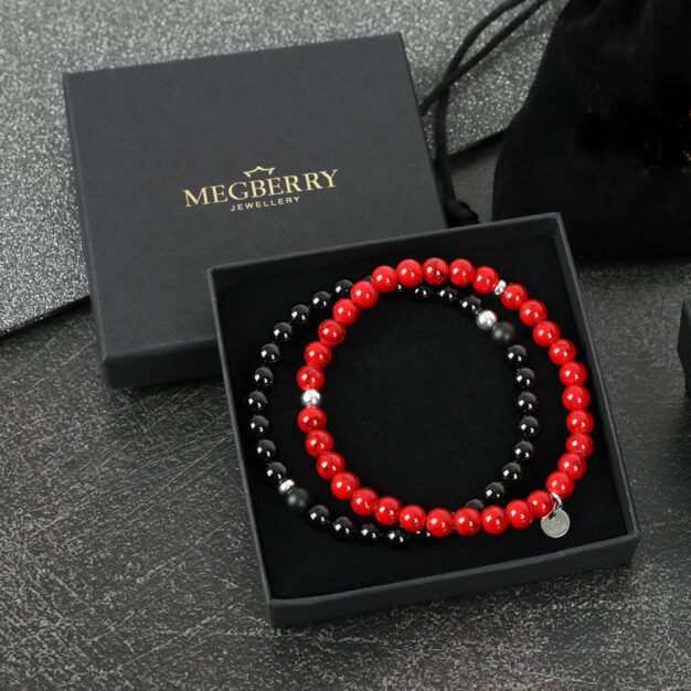 Black Onyx, Turquoise & Carnelian Bracelet Gift Set