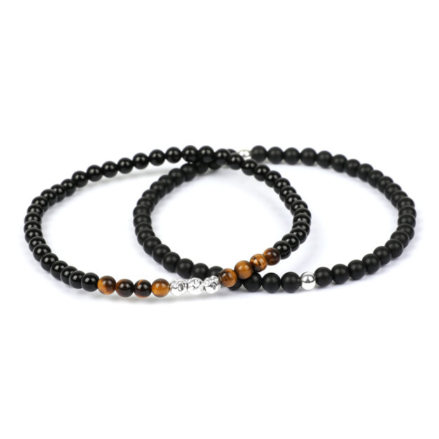Black Onyx & Tiger Eye Bracelet Gift Set