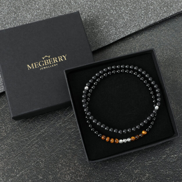 Black Onyx & Tiger Eye Bracelet Gift Set