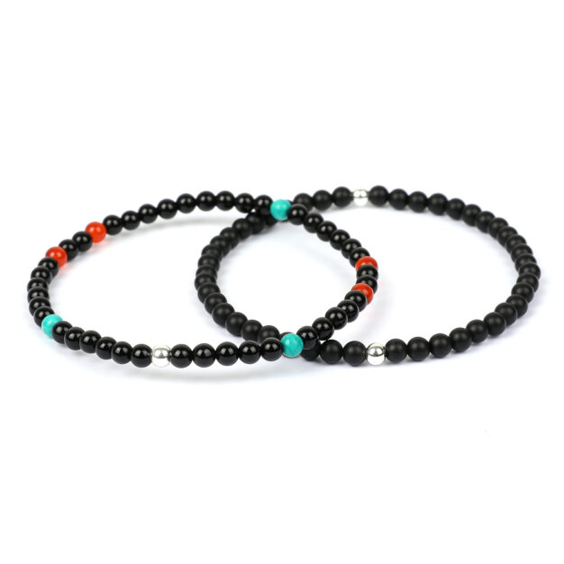 Black Onyx, Turquoise & Carnelian Bracelet Gift Set