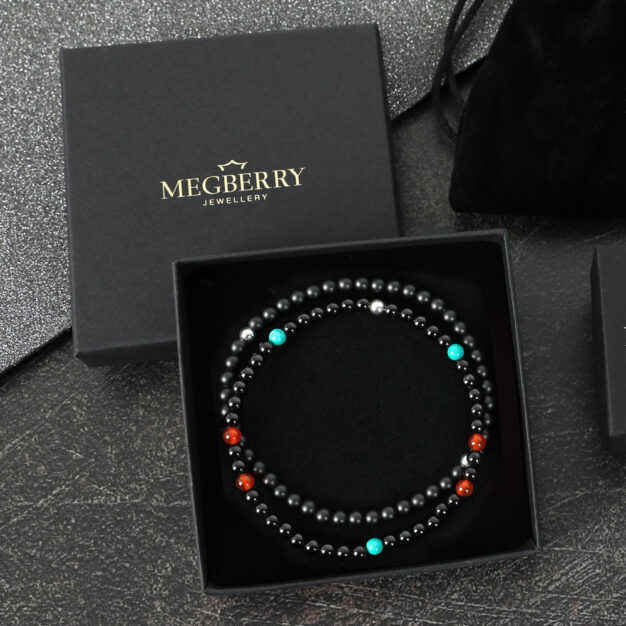 Black Onyx, Turquoise & Carnelian Bracelet Gift Set