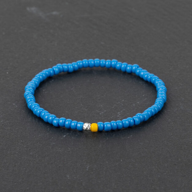Ibiza - Blue & Yellow Beaded Bracelet with Sterling Silver Accent