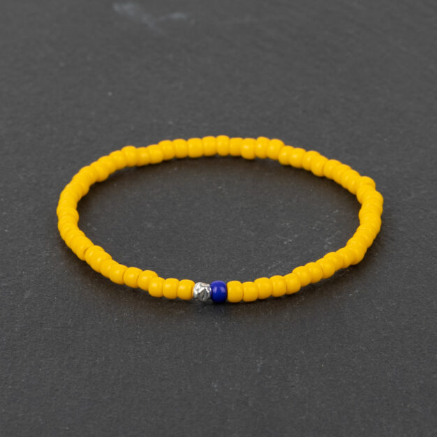 Ibiza - Yellow & Dark Blue Beaded Bracelet with Sterling Silver Accent
