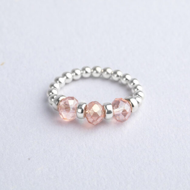 Ava - Sterling Silver Ring with Pink Crystals
