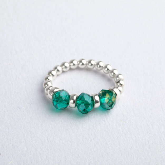 Ava - Sterling Silver Ring with Green Crystals