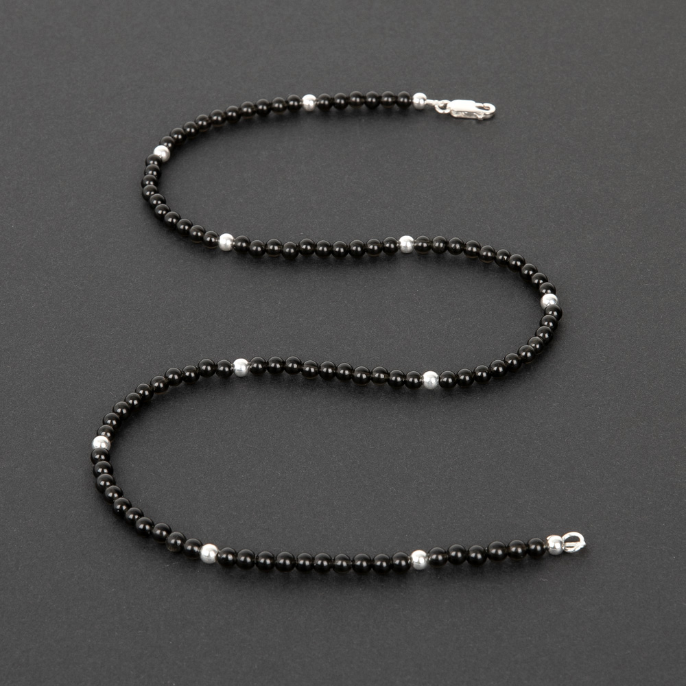 Mens Onyx Necklace Black Onyx and Sterling Silver Necklace 