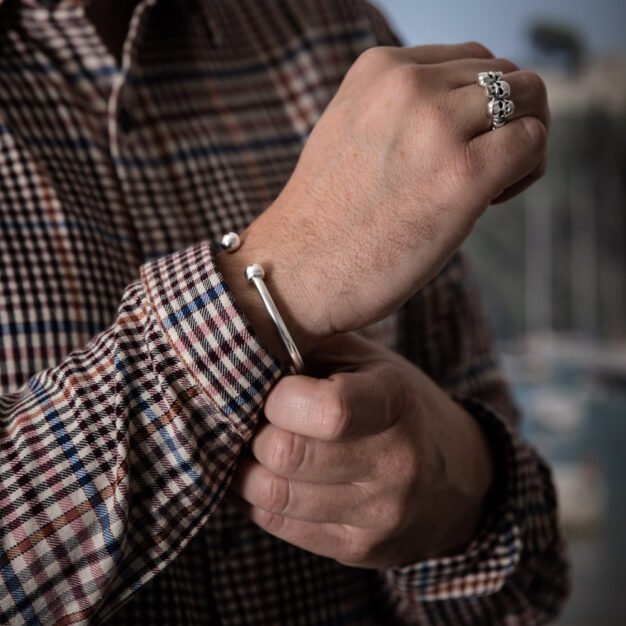 Megberry Sterling Silver Torque Bangle for Men