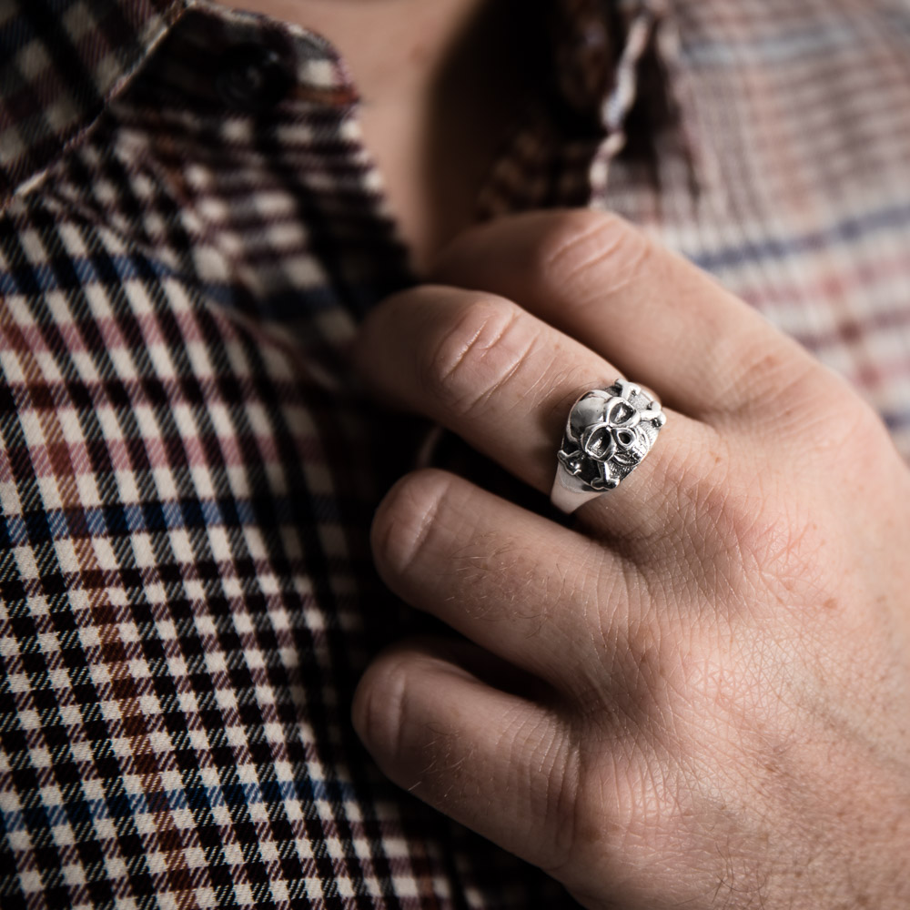 Sterling Silver Gold Brass Sugar Skull Ring