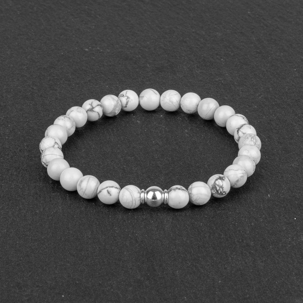 White Howlite and Rose Quartz Gemstone Bracelet for Anxiety and Peach –  Djuna Studios