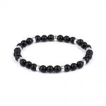 Noir for Men Matt Black Onyx & Sterling Silver Beaded Bracelet